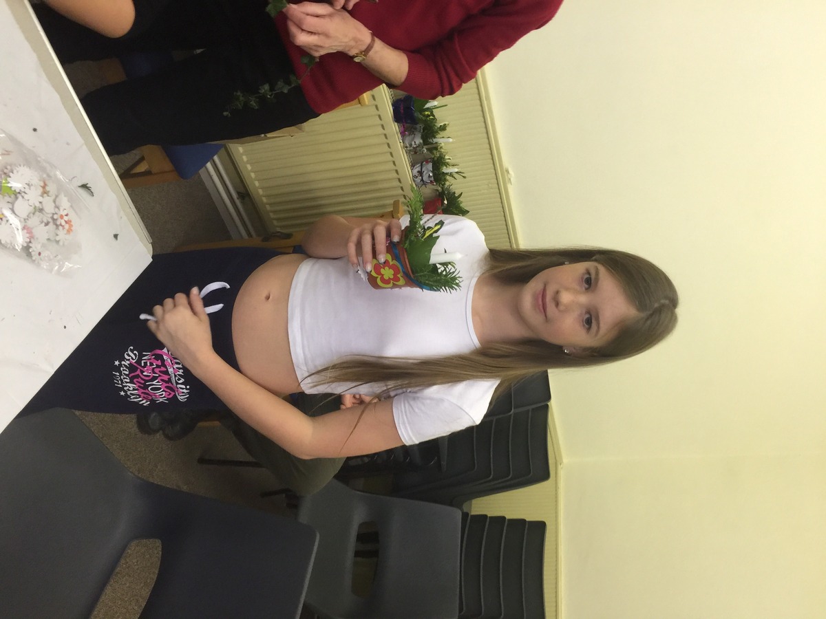 Having fun making table decorations 